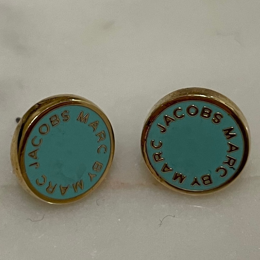 Marc by Marc Jaobs Sea Foam and Gold Enamel Stud Earrings